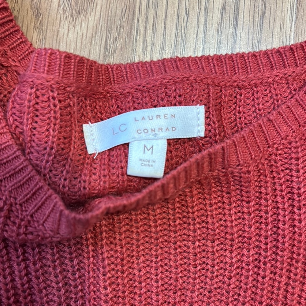LC Lauren Conrad Vibrant Red Sweater with Bell Sleeves - Picture 2 of 2